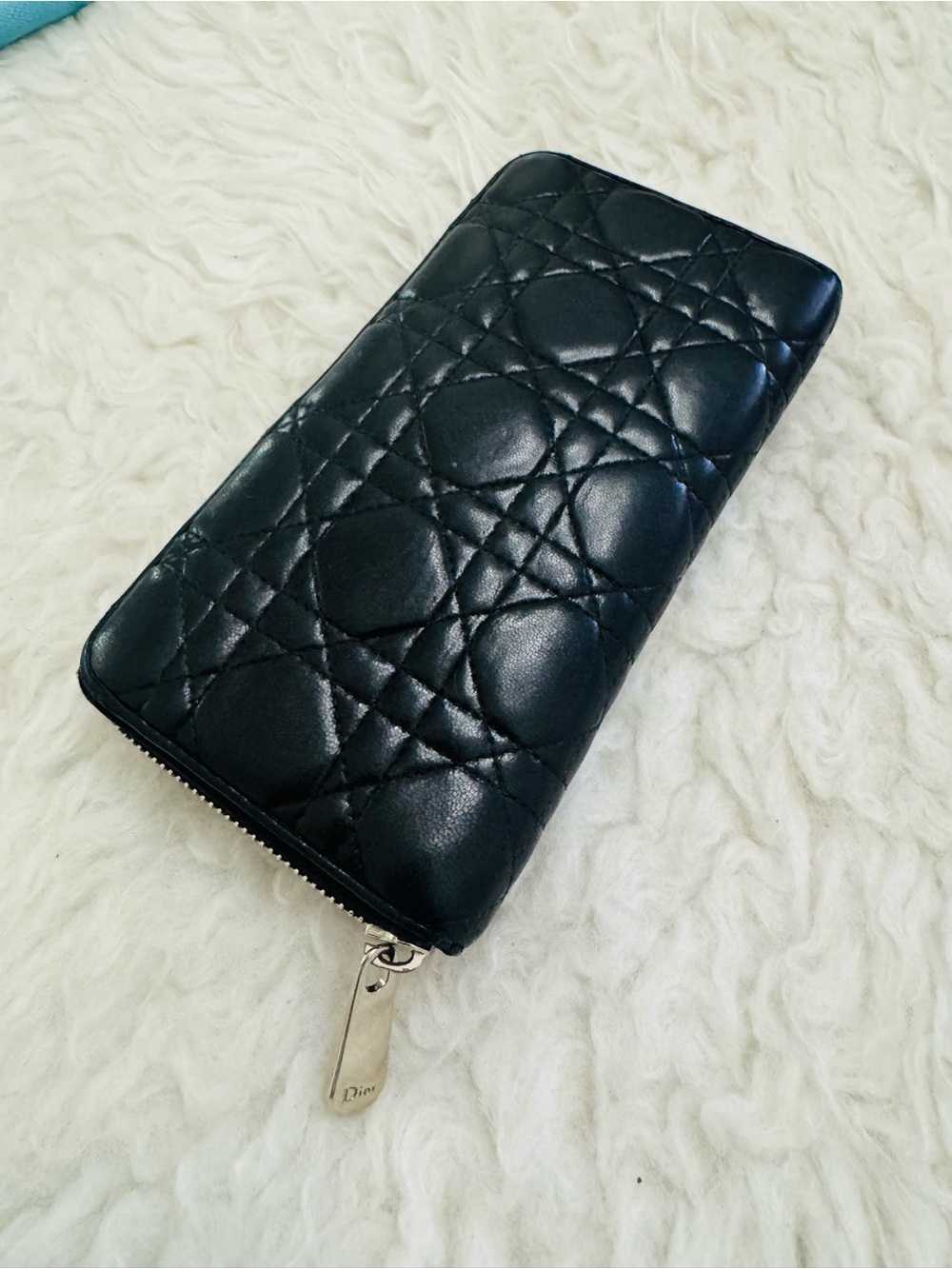 Dior Black Quilted Leather Zip-Around Wallet
